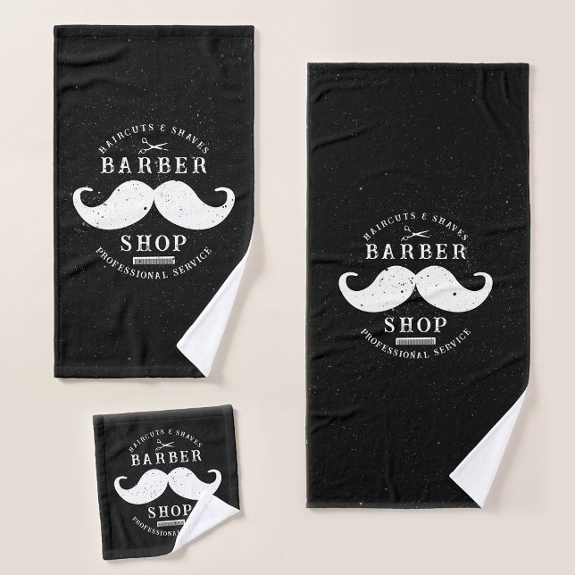 Moustache Barber Shop Modern Hairstylist Barbersho Bath Towel Set (Mustache Barber Shop Modern Hairstylist Barbershop Bath Towel Set)