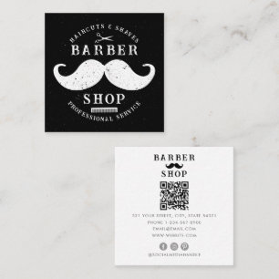 Moustache Barber Shop Modern Masculine Hairstylist Square Business Card