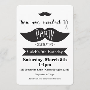 Moustache Bash Birthday PARTY Modern Invitations