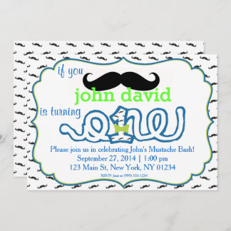 Moustache Bash First Birthday Invitation