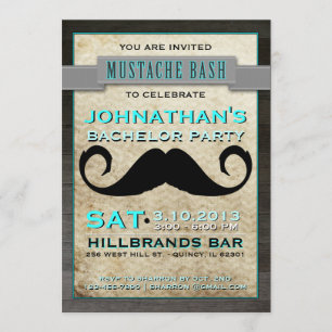 Moustache Bash Hipster Bachelor Party Invitation