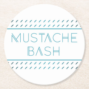 Moustache Bash Metro Round Paper Coaster