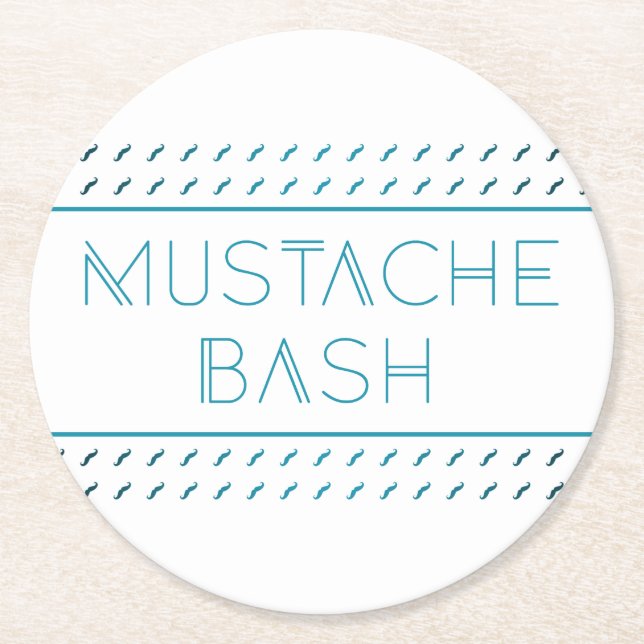Moustache Bash Metro Round Paper Coaster (Front)