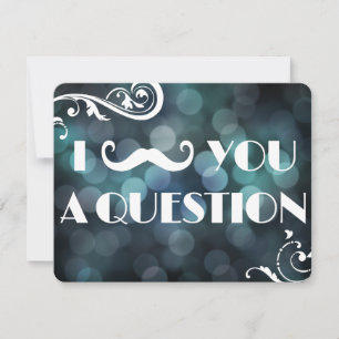 Moustache Bash Question Bokeh Lights Invitations