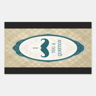 Moustache Bash Question Elegant Frame Invitations Rectangular Sticker