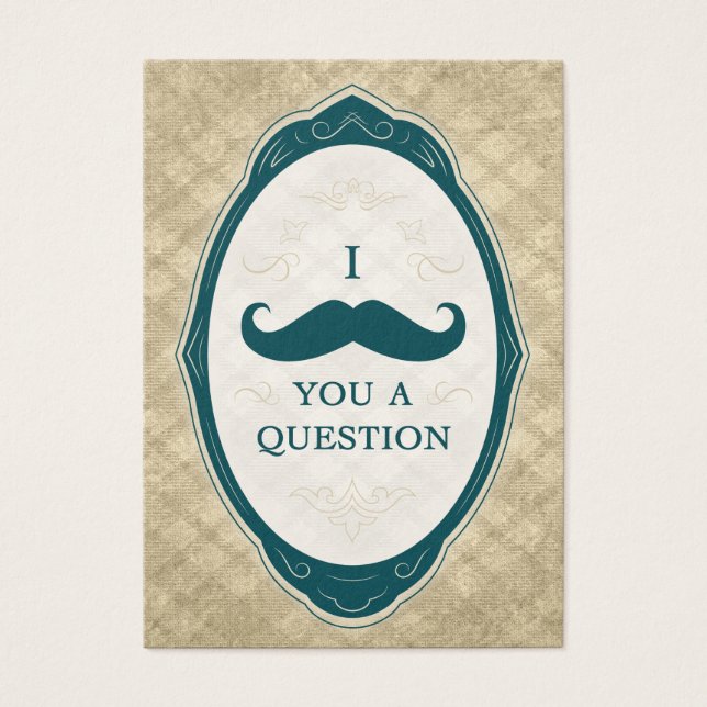 Moustache Bash Question Vintage Frame Invitations (Front)