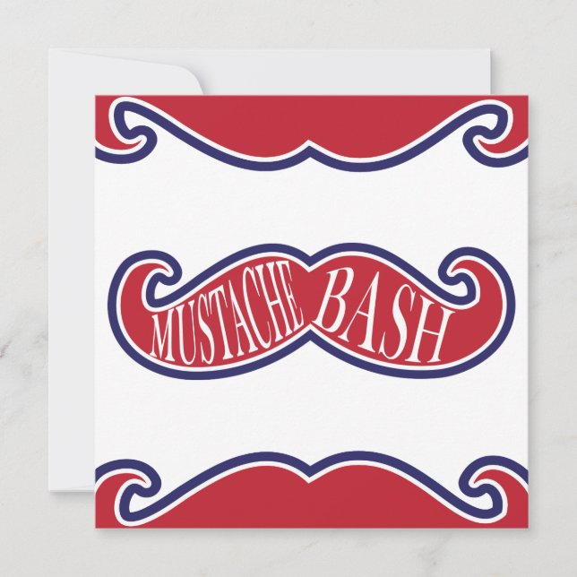 Moustache Bash - Red, White and Blue Invitation (Front)