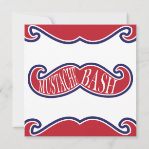 Moustache Bash - Red, White and Blue Invitation