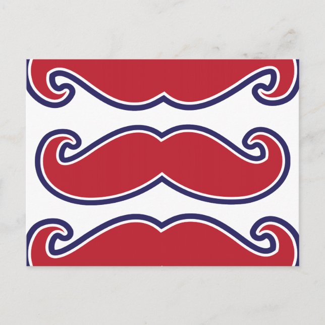 Moustache Bash - Red, White and Blue Postcard (Front)