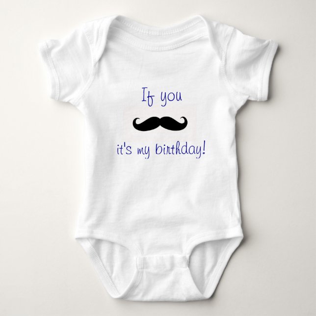 Moustache Birthday Baby Bodysuit (Front)