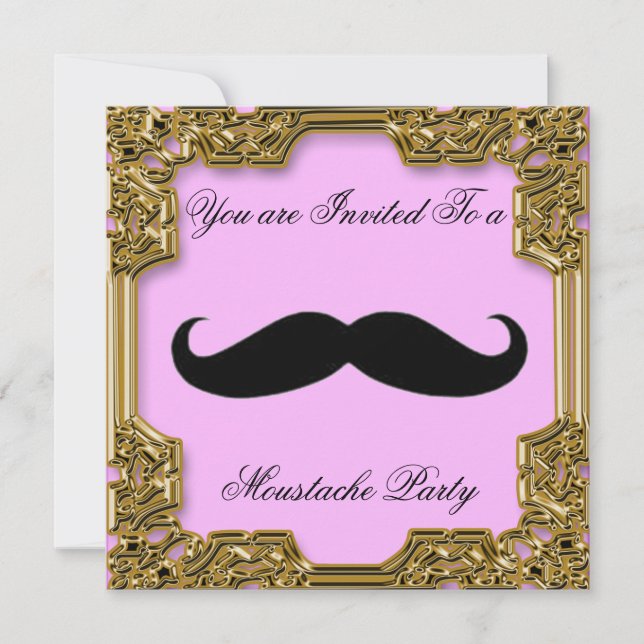 Moustache  Birthday Party Invitation Pink (Front)