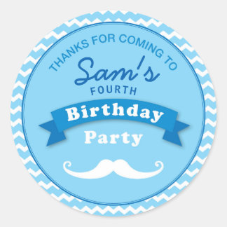 Moustache Birthday Party Thank you Sticker