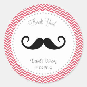 Moustache Birthday Sticker Chevron