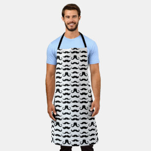 Moustache Black And White Fun Pattern Apron