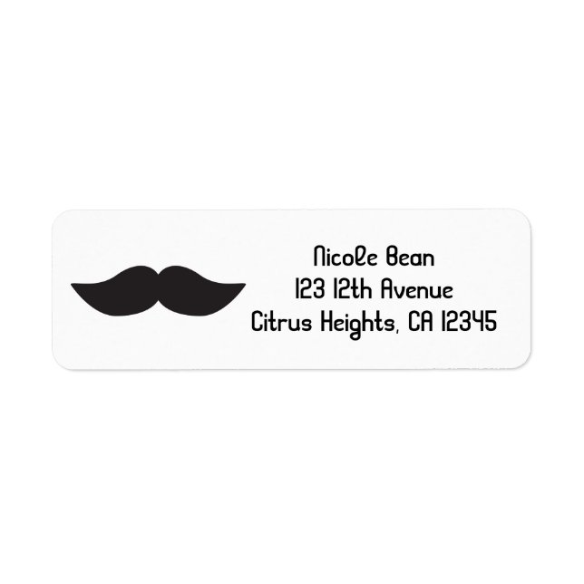 Moustache Black & White Modern Address Labels (Front)