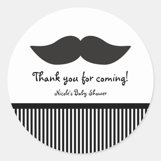 Moustache Black & White Modern Party Stickers (Front)
