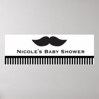 Moustache Black & White Stripes Modern Party