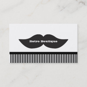Moustache Black & White Stripes Retro Business Car Card