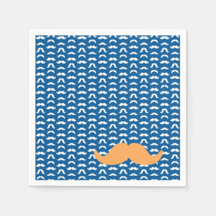 Moustache Blue White Orange Him Colourful Fun Napkin