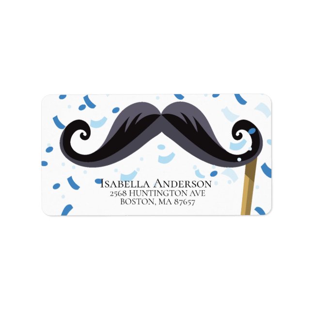 Moustache Boys Baby Shower Address Label (Front)