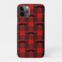 Moustache Buffalo Plaid Pattern Black and Red 