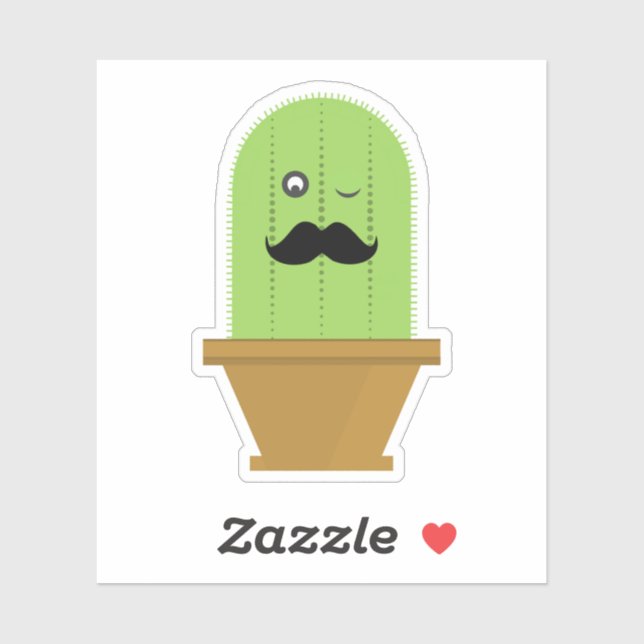 Moustache Cactus Sticker (Sheet)