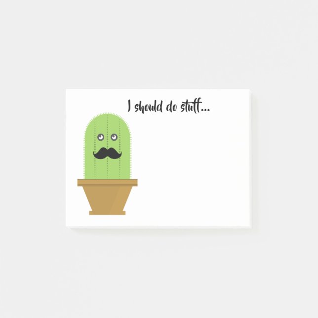 Moustache Cactus Sticky Notes (Front)