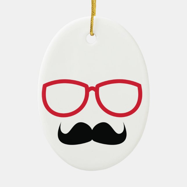 Moustache Ceramic Ornament (Front)