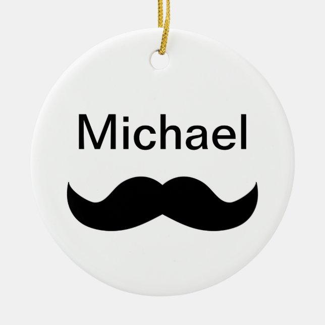 Moustache Ceramic Tree Decoration (Front)