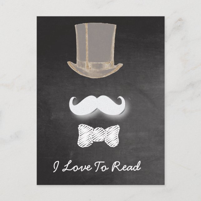 Moustache Chalk Design Postcard (Front)