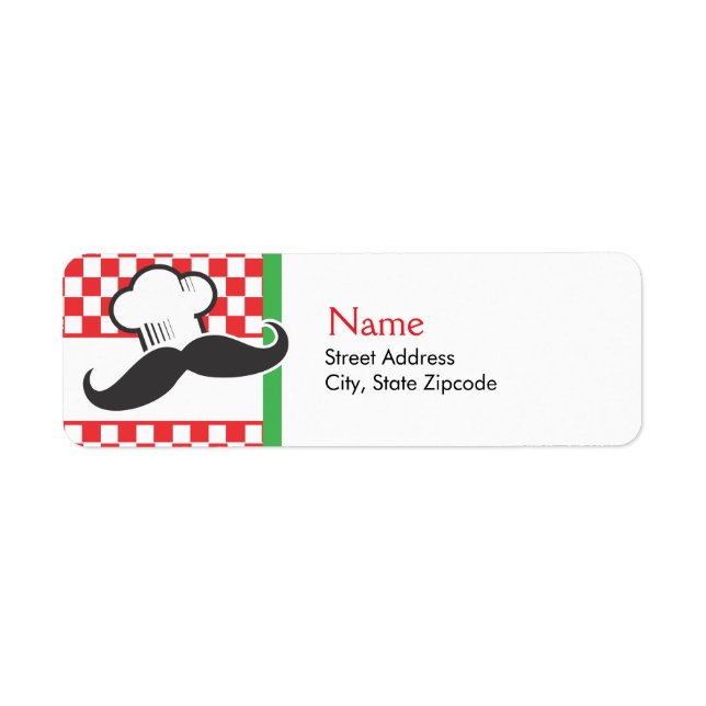 Moustache Chef Address Label Return Address Label (Front)