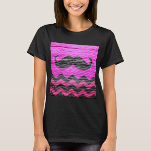 Moustache Chevron Modern Wood T-Shirt