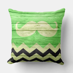 Moustache Chevron Vintage Wooden Cushion