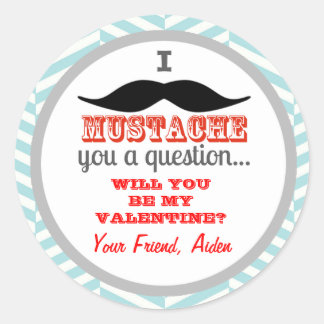 Moustache Children's Valentine's Day Sticker
