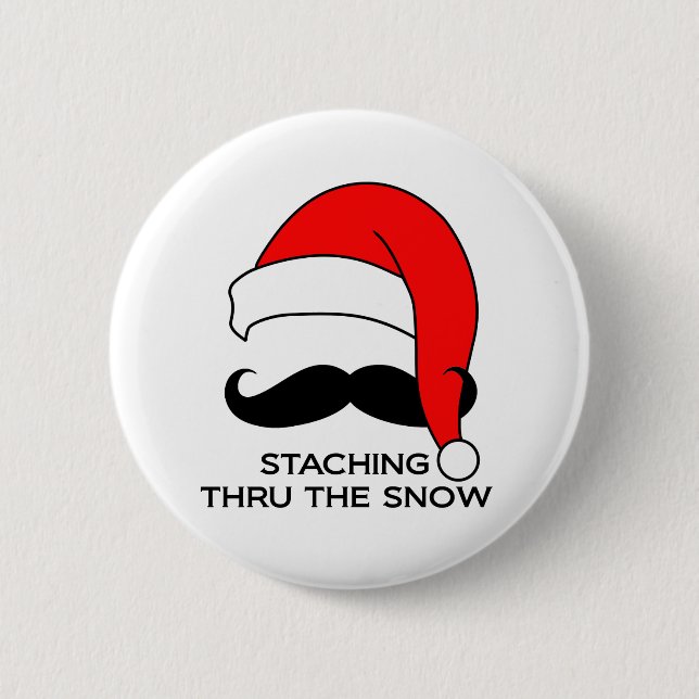 Moustache Christmas - Staching thru the snow 6 Cm Round Badge (Front)