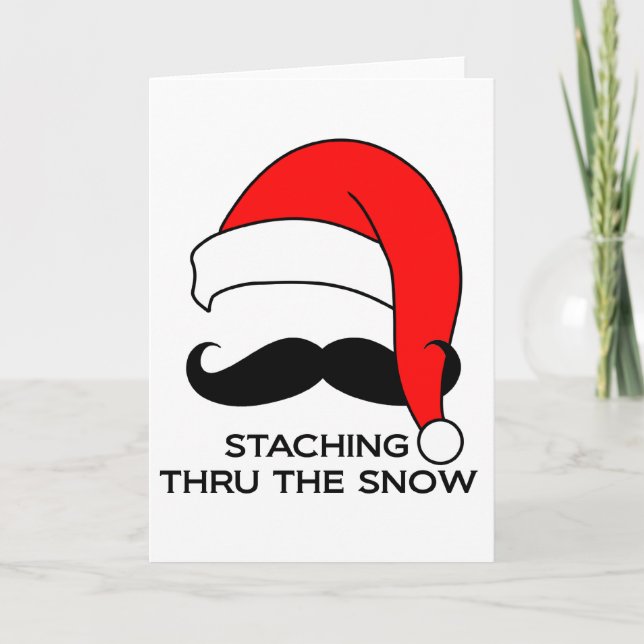 Moustache Christmas - Staching thru the snow Holiday Card (Front)