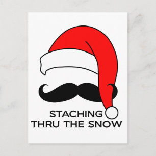 Moustache Christmas - Staching thru the snow Holiday Postcard