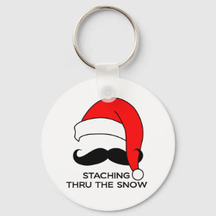 Moustache Christmas - Staching thru the snow Key Ring