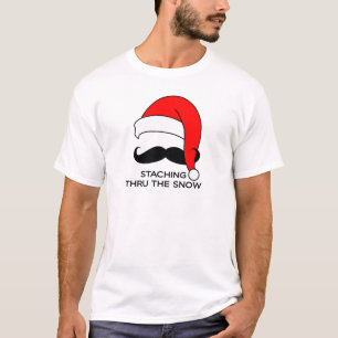 Moustache Christmas - Staching thru the snow T-Shirt