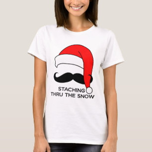 Moustache Christmas - Staching thru the snow T-Shirt