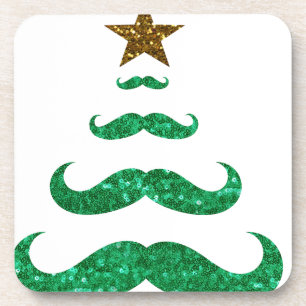 moustache christmas tree coaster