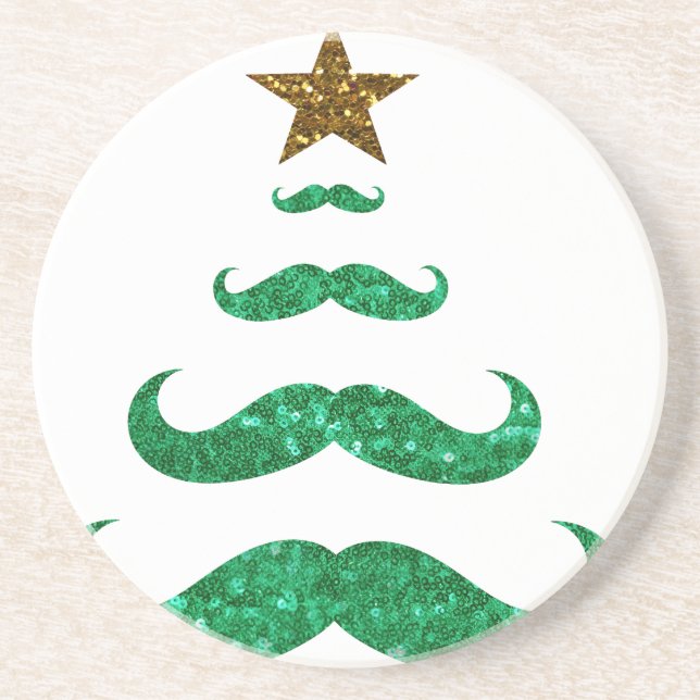 moustache christmas tree coaster (Front)