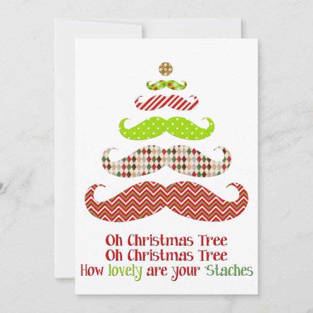 Moustache Christmas Tree - Holiday Card (Front)