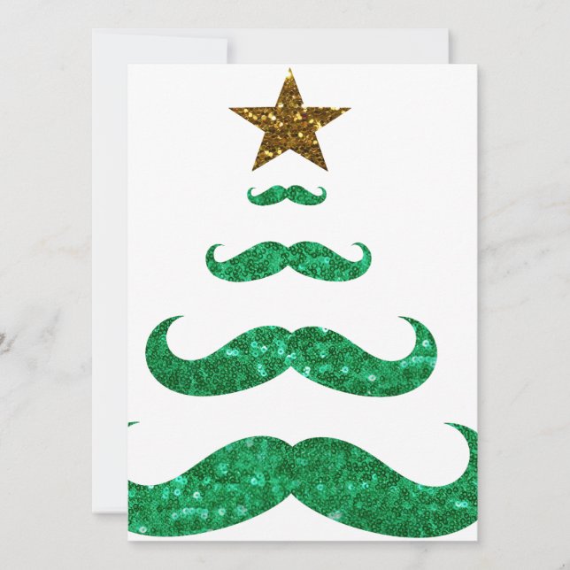 moustache christmas tree holiday card (Front)