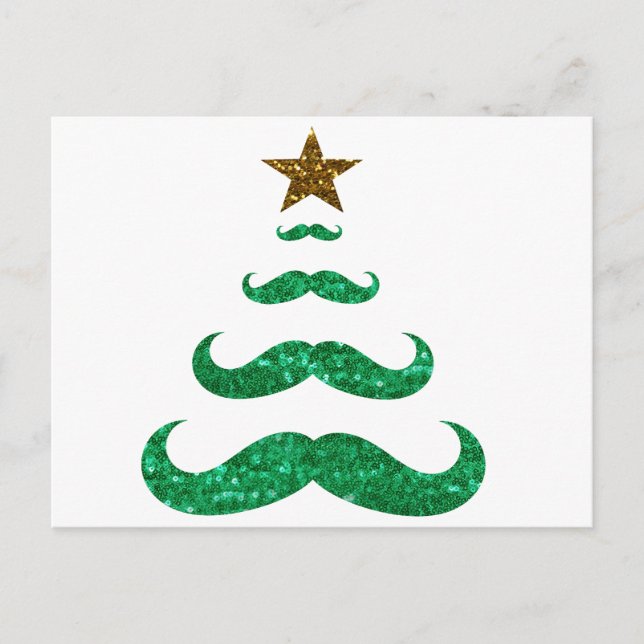 moustache christmas tree holiday postcard (Front)