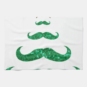 moustache christmas tree tea towel