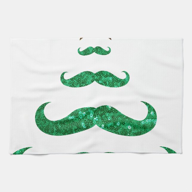 moustache christmas tree tea towel (Horizontal)