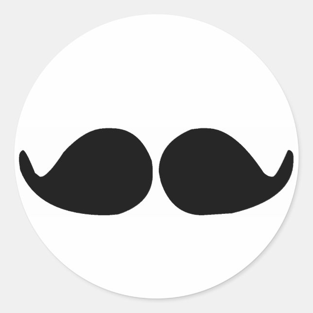   Moustache Classic Round Sticker (Front)