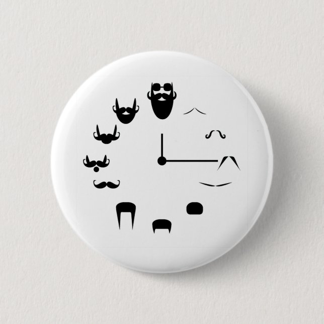 Moustache Clockface 6 Cm Round Badge (Front)