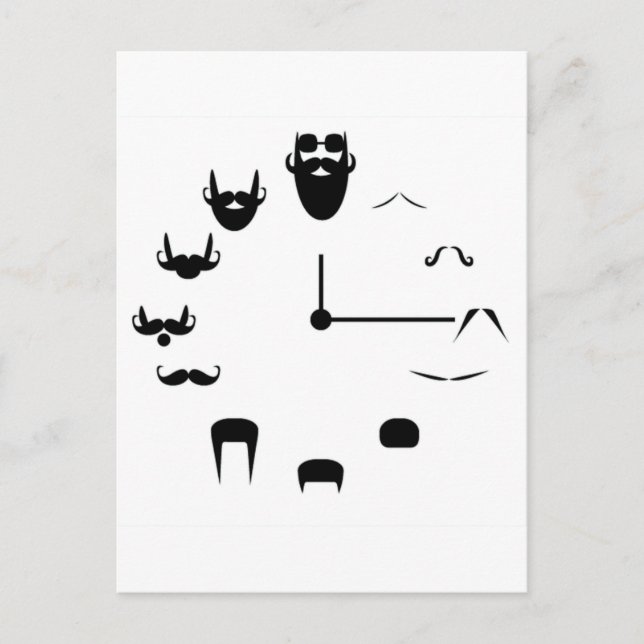 Moustache Clockface Postcard (Front)